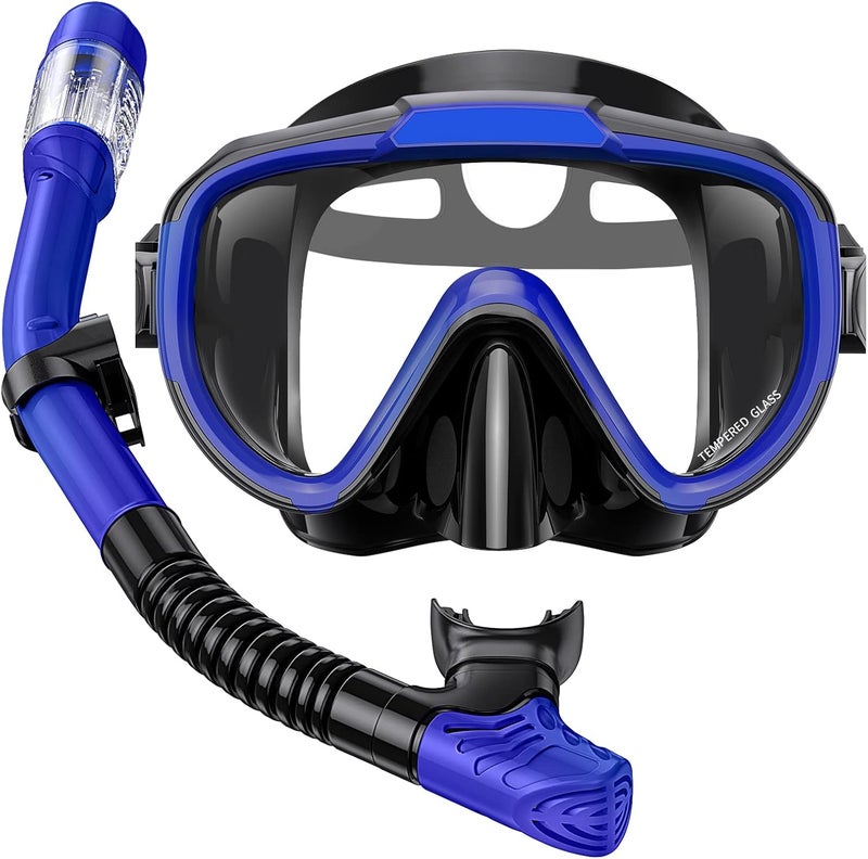 Seovediary Snorkel Set Adults Snorkeling Gear Anti-Fog Panoramic View Swim Mask Dry Top Snorkel Kit with Carry Bag for Snorkeling Scuba Diving Swimming Travel - Image 1